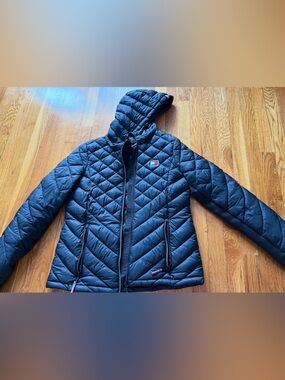 Tommy Hilfiger Black Quilted Jacket with Red-White-Blue Trim